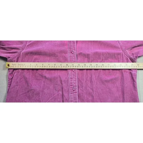 VTG Eddie Bauer Pink Corduroy Pearl Snap Button Down Shirt Women’s Large - Picture 10 of 16